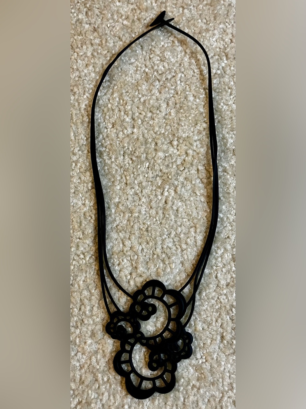 Batucada Black Japanese Flower Silicone Necklace